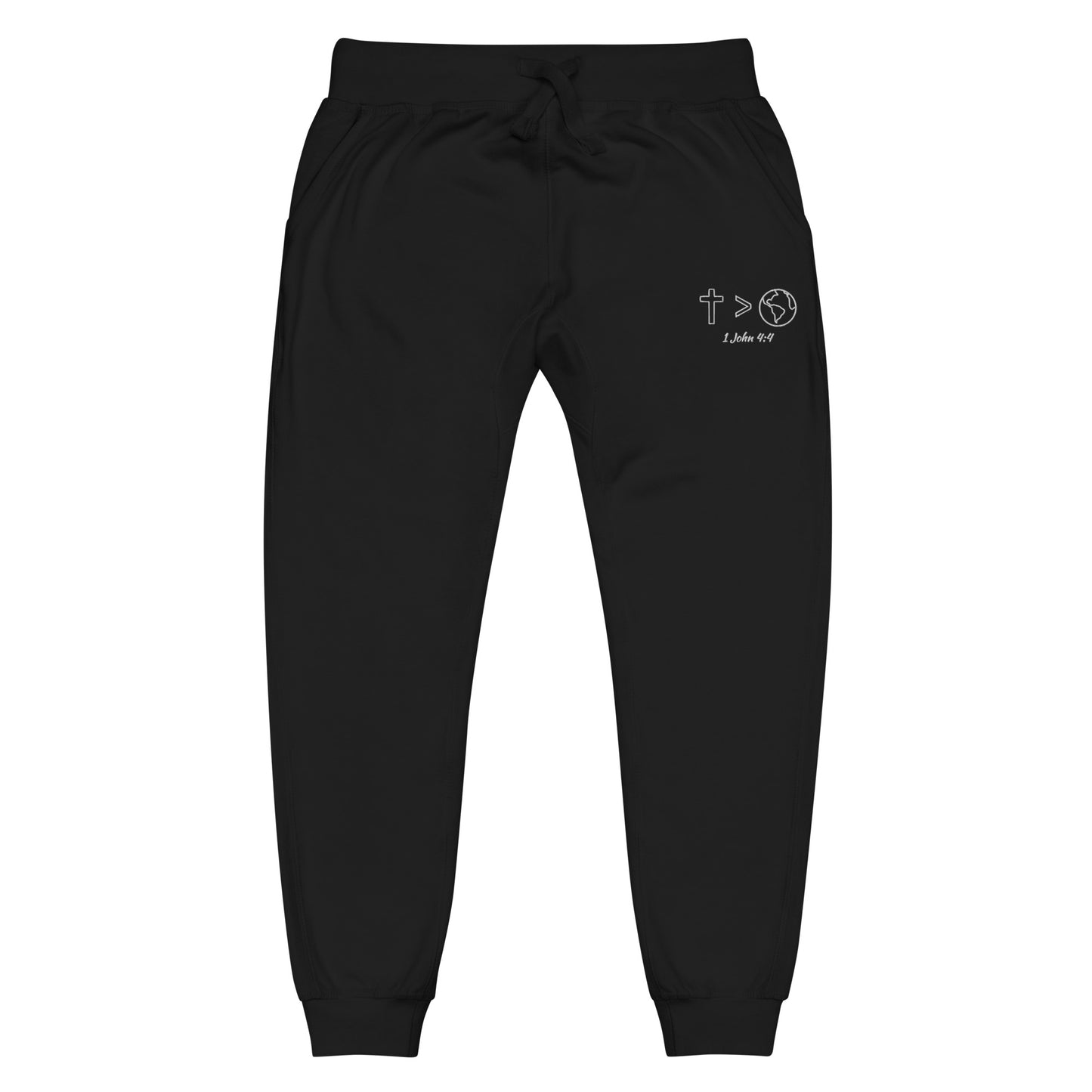 GREATER IS HE (Unisex fleece sweatpants)